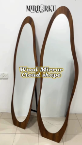 MIRRORKU Cermin Dinding Besar Cermin Berdiri Kayu Panjang Ruang Tamu Wood Cloud Mirror Stand Full Body
