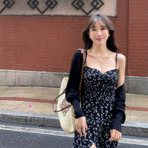 White Knitted Fabric Sun Protection Cardigan Womens Summer Thin Blouse Sling Dress Outer Shawl Small Waistcoat Ice Silk Coat