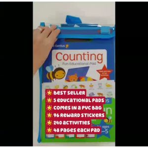 5 Books Little Genius Educational Book Set For Kids Ages 4-5 To Learn Counting Writing Reading Drawing & Mazes