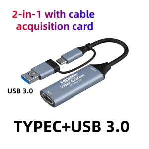 USB 3.0 2.0 Video Capture Card HDMI-compatible to USB Type-C Game Grabber Record For Switch Xbox PS4/5 Live Broadcast