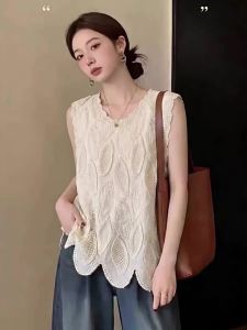 Áo Blouse Không Tay Thiết Kế Giảm Cân Có Ren