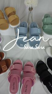 Sara Sara JEAN Sandal Wanita Simple Elegan Terbaru Sendal Wedges Hak Platform Cewek Kekinian