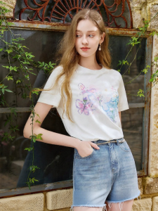 XIANGYING | Hand-drawn Blurred Print T-shirt