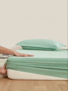 All Cotton Sky Blue-Green Bed Fitted Sheet 1.8m/2.2m