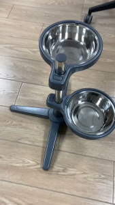 Adjustable Elevated Dog Food Bowl Table with Double Stainless Steel Bowl Raised Dogs Stand for Cat Pet Antislip Detachable Water Feeder