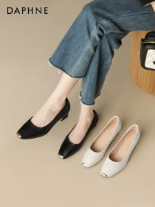 Daphne | New Women Autumn Leather Shoe Square Toe Mid Thick Heel Career