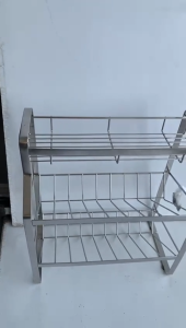 Stainless Steel Home Utensils Stand for Kitchen | Home Multipurpose Storage Corner Rack Stand (Pack of 1 pc | Color - Silver | 3 Types Available)