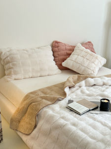 ผ้าห่มขนกระต่ายสีขาวนม อบอุ่น นุ่มสบาย ผ้าห่มสำหรับโซฟาในห้องนั่งเล่น ผ้าห่มสำหรับที่นั่งปลายเตียง ผ้าห่มสำหรับฤดูหนาว ผ้าห่มสำหรับฤดูใบไม้ผลิ ผ้าห่มสำหรับฤดูร้อน ผ้าห่มสำหรับฤดูหนาว