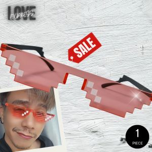 แว่นตาแฟชั่น CGRS114 แว่นกันแดด สไตล์โมเสก ไร้กรอบ Thug Life Pixel (สีส้ม) แว่นผู้ชาย ใส่แล้วเท่