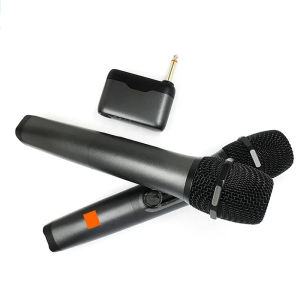Wireless Microphone UHF 2 Channel Karaoke System With Rechargeable Receiver Cordless Handheld Mic For Church Party Speaker