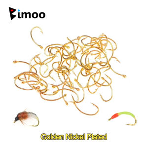 Bimoo 50pcs 100pcs #10 #12 #14 #16 Golden Curved Nymph Fly Tying Hook Scud Shrimp Pupae Larvae Caddis Emerges Trout Fishing Lure