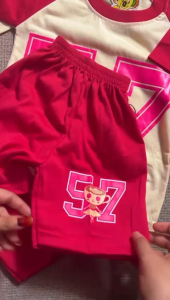 Setelan Anak Ballerina Cappucina 1-10 Tahun Motif Angka Bahan Katun Adem Pink+Cream Terbaru Lucu