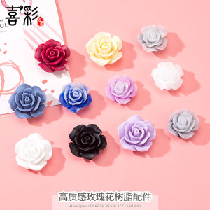 ดอกกุหลาบสีรุ้งแบบผสมสองสีพรีเมียม วัสดุอะซิเตทสำหรับงานฝีมือ DIY ดอกกุหลาบสีครีม ดอกไม้ประดับ เครื่องประดับแฟชั่น