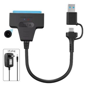 KEBIDU | Kebidumei SATA to USB3.0 Type C Adapter Cable SATA III Hard Drive Disk Converter with 12V Power Adapter for 3.5/2.5 Inch SSD HDD