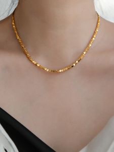Non-Fading High-End 18K Gold Plated Silver Dust Necklace Womens Clavicle Chain Summer Qixi Fashion Jewelry Titanium Steel