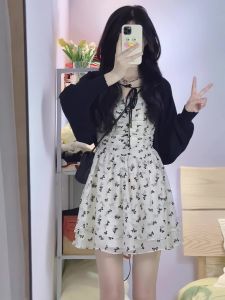 Sweet Pure Desire Short Skirt Floral Halter Dress Womens Summer New Design Sensation Mini Dress Sweet Style Spring Summer Autumn