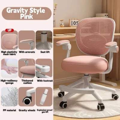 Childrens Study Chair Home Swivel Chair Classroom School Correct Sitting Posture Student Calculation Youth Study Chair With Adjustable aArmrests Footrests Computer Chair