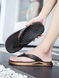 Flip Flops Mens Summer Leisure K-style Black Gold Soft Bottom Non Slip Minimalist Mens Outerwear Beach Flip-Flops Slippers Men