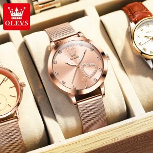 Đồng Hồ Đeo Tay Nữ Thạch Anh OLEVS Nhật Bản Vòng Đeo Tay Bằng Thép Không Gỉ Mặt Số Phát Sáng "Tình Yêu" Thời Trang Thanh Lịch Chống Nước Chống Sốc Dành Cho Nữ