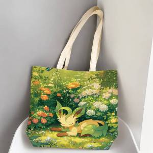 Bandai | Pokemon Treecko Storage Bags Tote Bag Travel Summer Beach Shoulder Bag Reusable Grocery Shopping Bag Anime Artwork