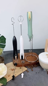 Rechargeable foam maker coffee Milk Frother - 3-Speed Electric Mixer with 2 Whisks Stand for Latte and Cappuccino Cream