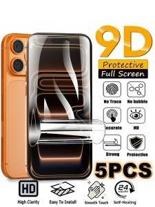5Pcs Full Cover HD Hydrogel Film Screen Protector Compatible With IPhone 17 16 15 14 13 12 11 Promax [NOT GLASS]