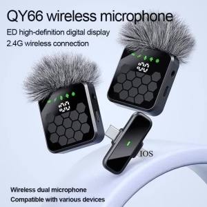 Wireless Lavalier Microphone Mini Audio Video Recording Mic for iPhone Android Live Broadcast Gaming - Compact Receiver Included