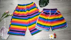 Quần cặp nam nữ vải kate thái đi biển mặc nhóm gia đình nhiều sắc màu Nhiều Mẫu Freesize Bin Sports QB002