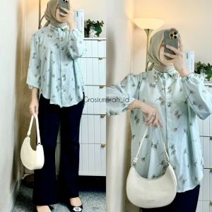 KEMEJA PINGUIN PLISKET CRINKLE PREMIUM MOTIF ATASAN WANITA