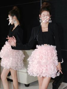 ชุดเดรสคอวีแขนกุดเอวสูง กระโปรงทรงเอ ผ้าโพลีเอสเตอร์ แฟชั่นฤดูใบไม้ร่วง 2023 ชุดราตรีเซ็กซี่คอวีแขนกุด