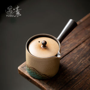 Chinese Rustic Style Side Handle Small Ceramic Teapot