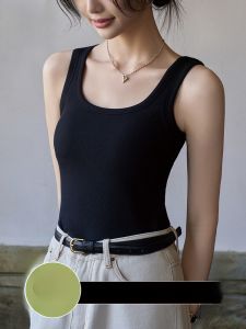 MiiOW | Áo ba lỗ nữ dáng ôm cổ vuông có đệm ngực dây chuyền mùa xuân thu chất liệu sợi dệt kim thời trang che mông