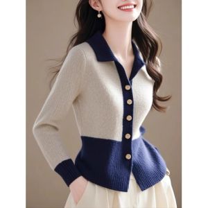 Outlets Counter Luxury Brand Balance Cargo with Logo Cut off Womens Clothing Silm Figure Flattering Knit Cardigan Fancy Tops Autumn