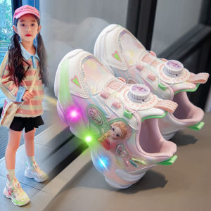 ABC Karun Girls Sports Shoes with Twist Buckle Anti-Slip Soft Bottom Casual Shoes with Light Childrens Footwear Running Shoes