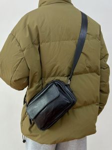 New Mens Small Square Bag Commuter Business Simple Crossbody Bag Small Single Shoulder Bag Street Outdoor Fashion Mens Bag Trendy