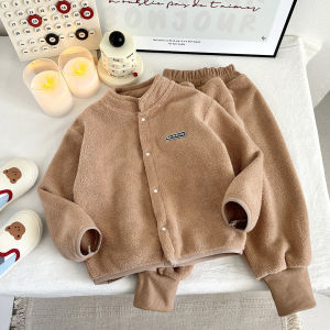 JIFANPAUL | Bộ Quần Áo 2 Mảnh Cho Bé Có Cổ Đứng và Lông Cừu Hai Mặt Giữ Ấm Mùa Đông