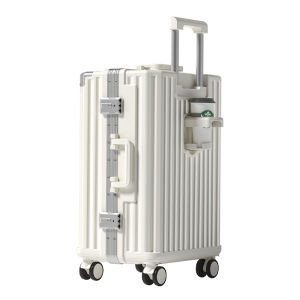 MIMANI | Durable Aluminum Frame Luggage Thickened Carry-On Password Lock Travel Suitcase For Men And Women Fashionable Hardshell Bag