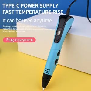 Third-generation super 3D pen with 1.75mm PLA filament LED display 3D printing pen childrens birthday or Christmas gift