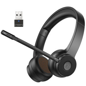 EKSA - H16 Bluetooth 5.2 Headsets PC Wireless Headphones AI ENC Mic 35H Talk Time with USB Dongle for Office/Call Center