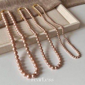 Fearless Rose Gold Pearl Necklace Womens Style Layering Sweater Chain Fashionable Korean Mixed Material Bone Chain Jewelry