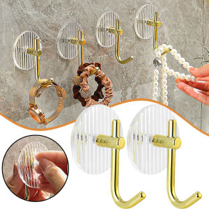 2pcs Luxury Wall Hook Strong Adhesive Towel No Punching Hanging Wall Coat Hanger Door Key Bag Holder
