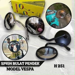 Kaca Spion Klasik Hitam Crome Vespa Mini Pendek Msx Universal Motor Honda dan Yamaha