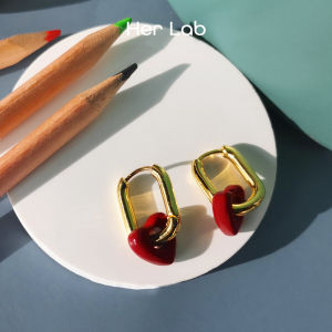 Her Lab Jewelry | Red Love Tassel Earrings Cute Heart Earrings Korean Trend Earrings Womens Stud Jewelry Korean womens fashion simple heart-shaped earring series Free Premium Jewelry Box Promo sale Foundation Safeguard
