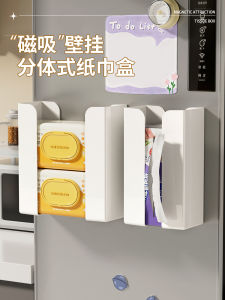 ตู้เก็บกระดาษเช็ดหน้ามagnetic สำหรับตู้เย็น กระดาษเช็ดหน้ามัน กระดาษเช็ดมือ ติดผนัง แยกเป็นชิ้น กล่องเก็บกระดาษเช็ดหน้ามันแบบแยกเป็นชิ้น