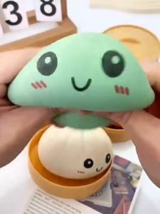Dumpling Squishy ToySlow Rising Soft Squeeze Ball with Cute Expressions Sensory FidgetCute Bao Bun Fidget Toy