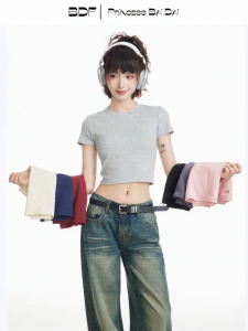 BAIDAIFEI | American Spicy Girl Slim Short T-Shirt Summer