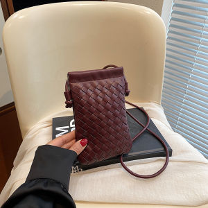 กระเป๋าสะพายข้างผู้หญิง กระเป๋าใส่โทรศัพท์มือถือแบบถักเรียบง่าย กระเป๋าสะพายข้างแบบสะพายข้างขนาดเล็ก ผ้าไนลอน ทรงสี่เหลี่ยม สีสันสดใส