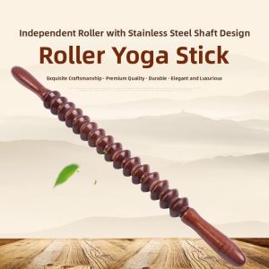 Real Wood Yoga Roller for Meridian Massage Full Body Back Neck Shoulder Leg Abdomen Fitness Home Massage Tool Exercise Equipment