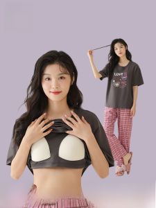 miiow | Pure Cotton Summer Sleepwear Womens Casual Short Sleeve Home Clothes Set Breathable Comfortable Anti-vacuum Design MiiOW Cat Person