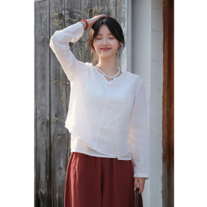 Sun Protection Linen Dry-Clean Slimming White Shirt